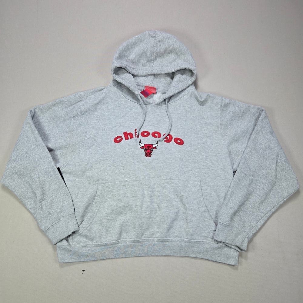 NBA Chicago Bulls Gray Hoodie Sweatshirt Mens XL Embroidered